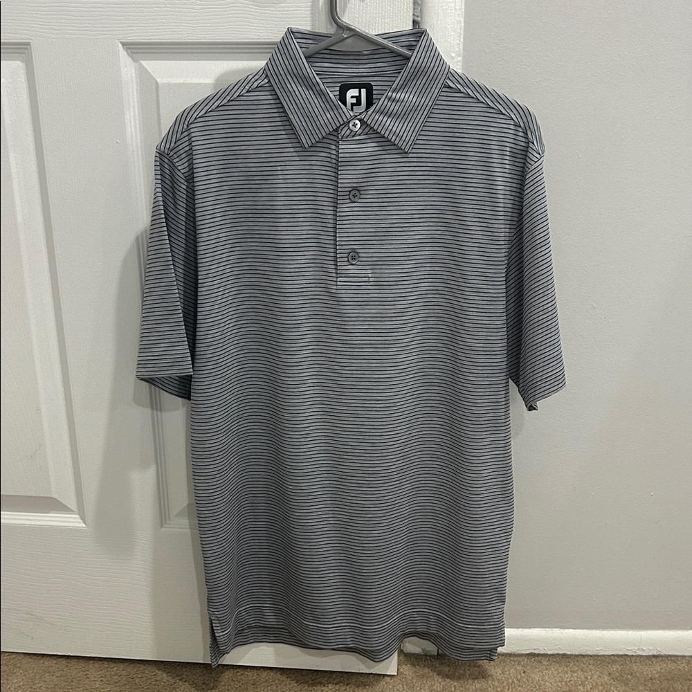 FootJoy Men's Polo in Black and Gray Stripes